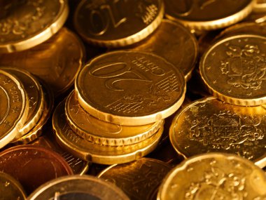 Avrupa parası, tam ekran avroluk bozuk para yığını