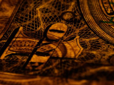 Bir dolarlık banknotun Macro fotoğrafı. George Washington 'ın portresi bir dolarlık yakın çekim makrosu üzerinde..