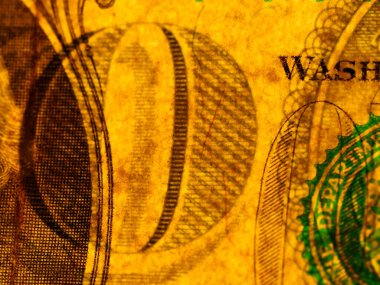 Bir dolarlık banknotun Macro fotoğrafı. George Washington 'ın portresi bir dolarlık yakın çekim makrosu üzerinde..