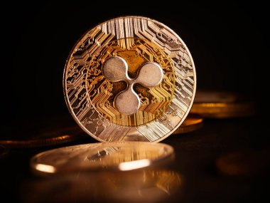 Parlak gümüş ve altın para birimlerinin sembolü olan kripto para birimi geçmişi Bitcoin, Ethereum, Litecoin, zcash, dalgalanma.