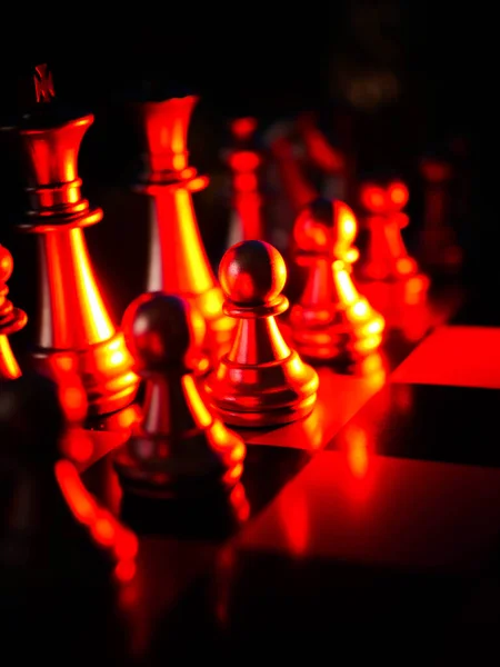 Goldenes Schachbrettspiel Strategie Ideen Konzept Geschäft Futuristische Grafik Ikone — Stockfoto