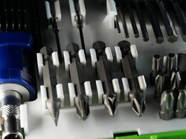 Ev ve araba tamiri için araç gereç dükkanı pazarlama görüntüsü. Seçici odaklanma. Makro.