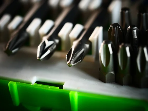 Display of tools shop marketing for home and auto repair. Selective focus. Macro.