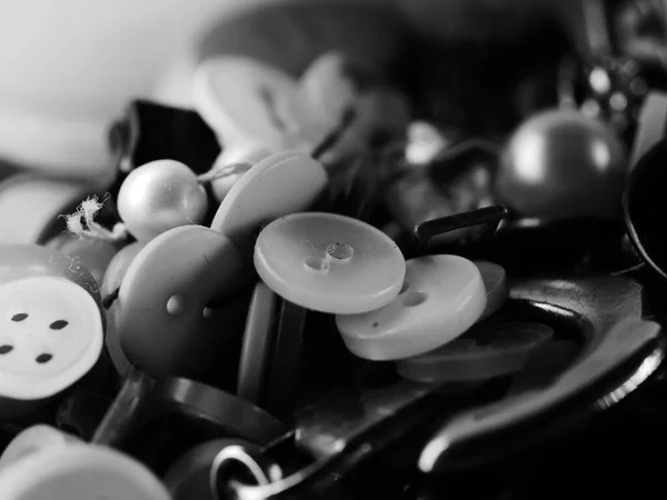 Коллекция Разнообразных Кнопок Запасной Одежды Макро Dof — стоковое фото