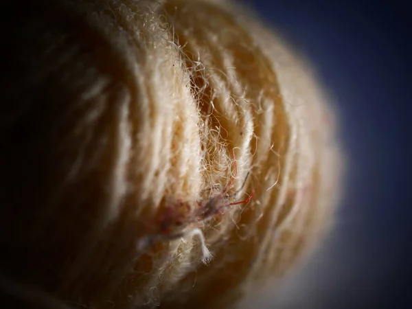 Kula Garn Vit Bakgrund Selektivt Fokus Makro — Stockfoto