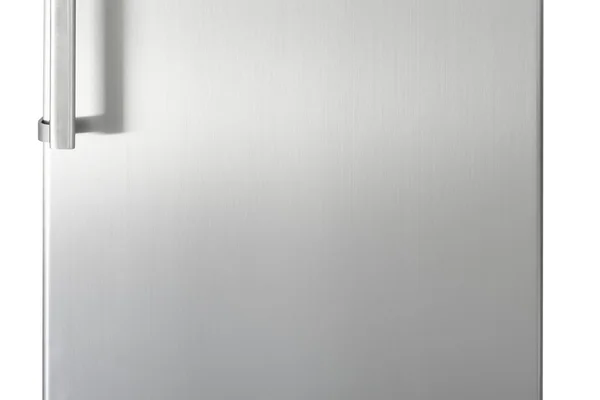 Gümüş buzdolabı kapı kolu, metin için boş alan ile birlikte