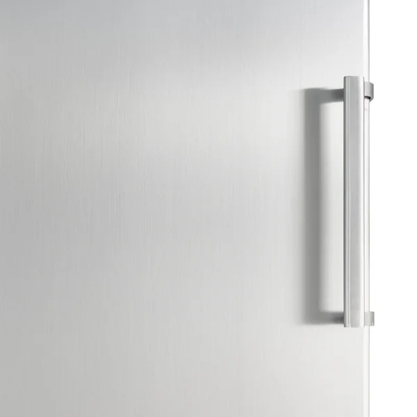 Puerta frigorífica plateada con asa, con espacio libre para texto Fotos De Stock