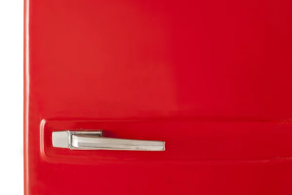 Червоний старовинний холодильник ізольований на білому тлі Стокова Картинка