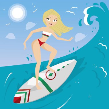 Denizde sörf yapan bir kız