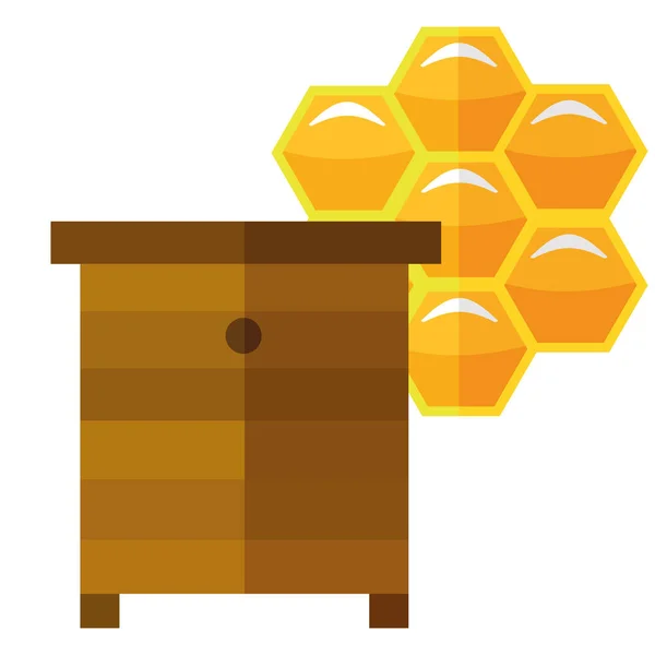 Bienenstock mit Honig-Ikone flacher Designvektor — Stockvektor