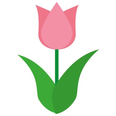 İzole lale çiçeği simgesi düz tasarım vektör resmi