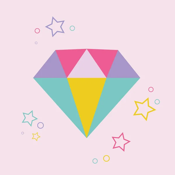 Magic gem diamond flat design vector image — Stock Vector