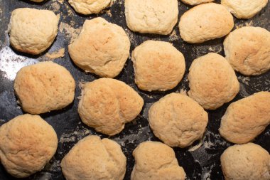 Siyah küf üzerinde birkaç rulo ev yapımı ekmek.