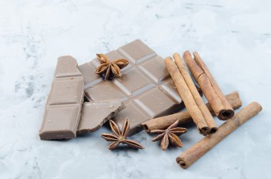 Sütlü çikolata, tarçın ve anasonu