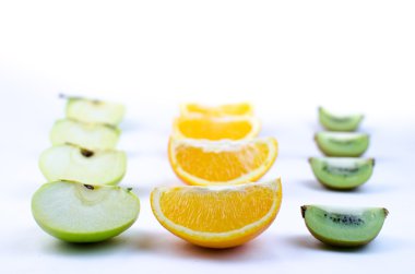 Meyve Portakal, elma, kivi, dilimlenmiş.