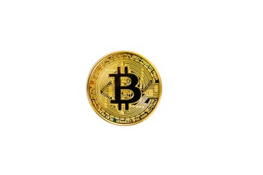 Beyaz arkaplanda Bitcoin para