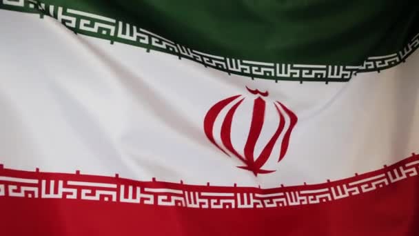 Ιστορικό Της Σημαίας Της Ισλαμικής Δημοκρατίας Του Ιράν Κυματίζει Στον — Αρχείο Βίντεο