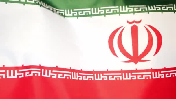 Ιστορικό Της Σημαίας Της Ισλαμικής Δημοκρατίας Του Ιράν Κυματίζει Στον — Αρχείο Βίντεο