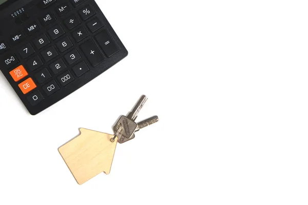 Kalkulačka Klíče Domu Koncepce Nákupu Prodeje Bytů Hypoték Pronájmu Domu — Stock fotografie