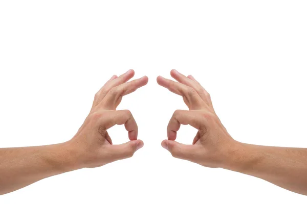 Χειρονομία Ενός Ανδρικού Χεριού Είναι Εντάξει Λευκό Φόντο Απομόνωση Έγκριση — Φωτογραφία Αρχείου