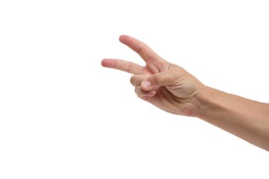 Beyaz arka planda el ve parmak hareketleri, izole edilmiş. İşaretler ve semboller.