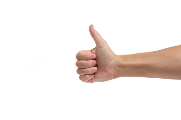 Gesto Homem Mão Dedos Sobre Fundo Branco Isolado Sinais Símbolos — Fotografia de Stock