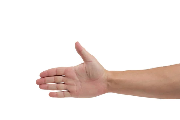 Geste Einer Menschenhand Und Finger Auf Weißem Hintergrund Isoliert Zeichen — Stockfoto