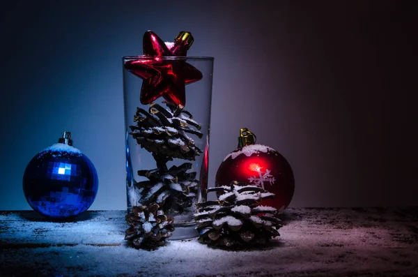 Christmas decorations in the snow — Stock Photo, Image