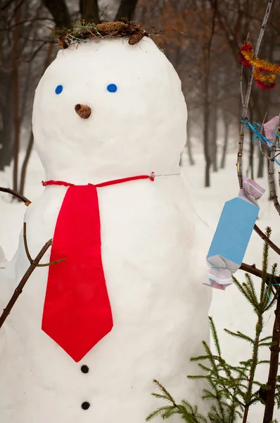 Hezký sněhulák venku — Stock fotografie