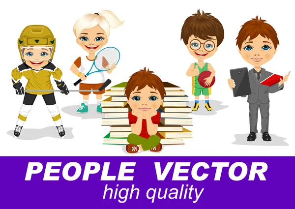 Vector de personas con caracteres de niños — Vector de stock