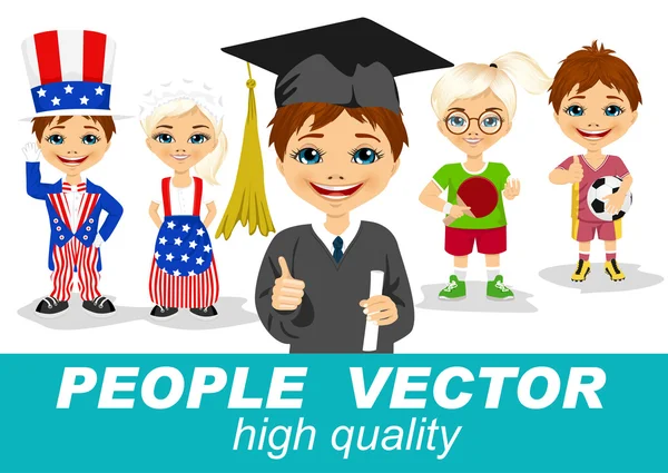 Emberek vektoros karakterek Gyereknap — Stock Vector
