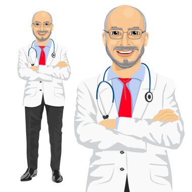 katlanmış silah ile olgun erkek doktor