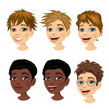 küme çocuk avatar ifade değişik saç modelleri ile