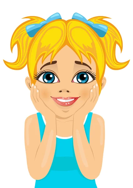 Pretty little girl making funny surprised expression — Stock Vector