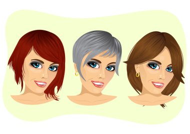 değişik saç modelleri ile genç kadın avatar izole kümesi