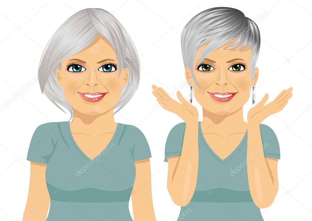 mature woman with different hairstyles