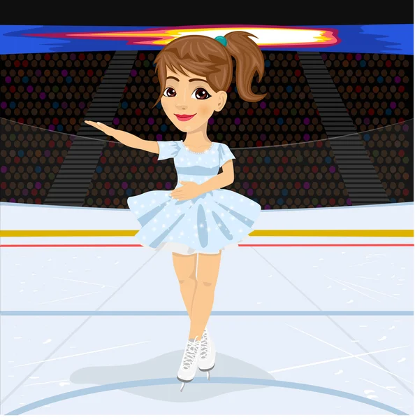 Compétitions de patinage artistique entre fans. Adolescente danse sur la patinoire — Image vectorielle