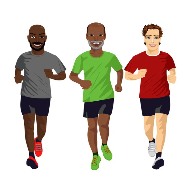 Grupo de corredores masculinos haciendo ejercicio — Vector de stock