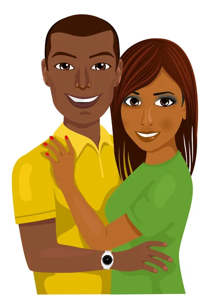 Africké americké pár objímat dohromady — Stockový vektor