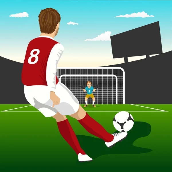 Futball játékos a büntetőrúgás — Stock Vector