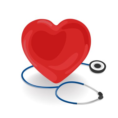 Kırmızı Kalp ve steteskop.
