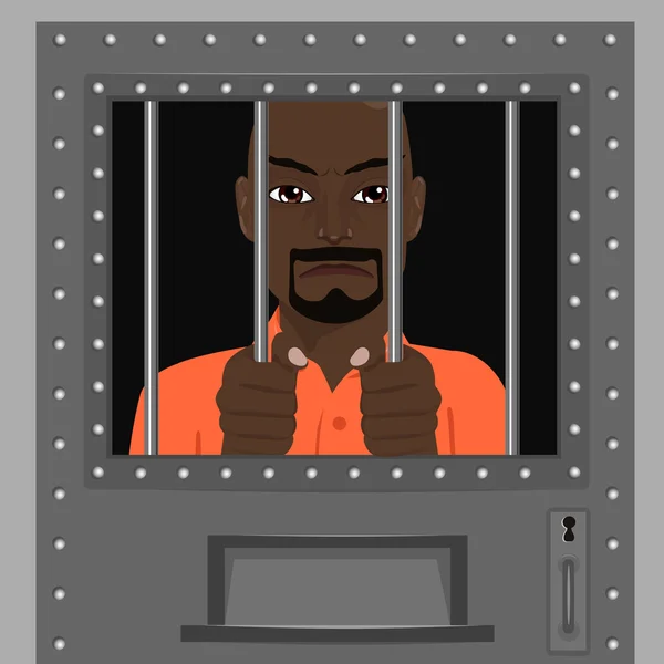 Američan Afričana muž dívá skrz mříže — Stockový vektor