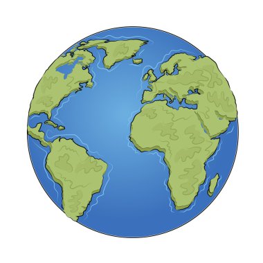 Beyaz arka plan üzerinde çizilmiş dünya el