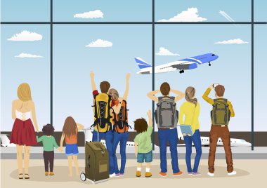 insanlara karşı windows uçağı kalkıyor bakarak bir Havaalanı gözlem güverte