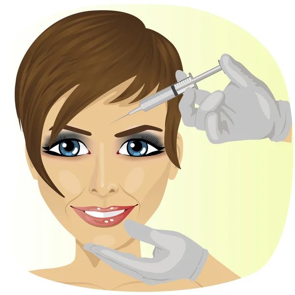 Vrouw met botox behandeling bij kliniek van de schoonheid — Stockvector