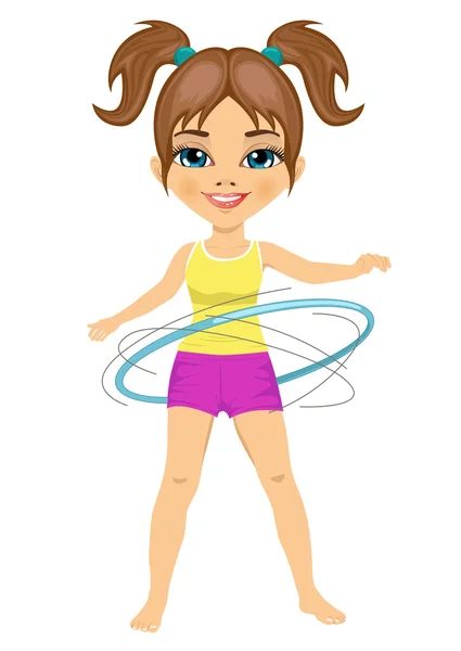 Cute little girl with her hula hoop — Stock Vector