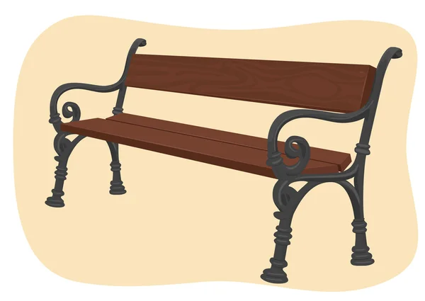 Wooden park bench on brown background — Stock Vector