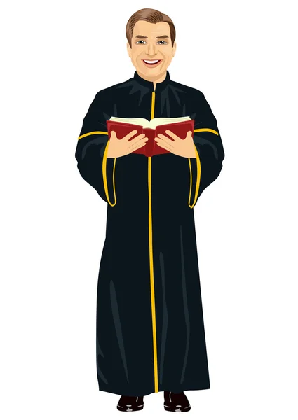 Image Details INH_18984_50549 - Catholic priest isolated prayer in robe  flat line icon. Vector portuguese Roman pastor, portugal man in robe and  cross, long gown. Religion person with cross, missionary clergyman in