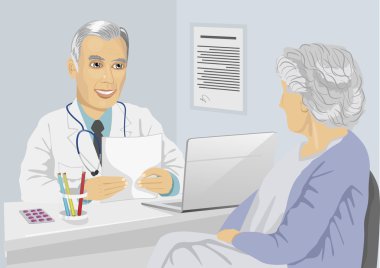 Ofiste olgun doktor ile istişare sahip üst düzey Bayan hasta