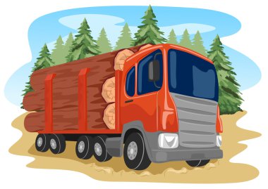 ormandaki ağır yüklenen günlük kamyon
